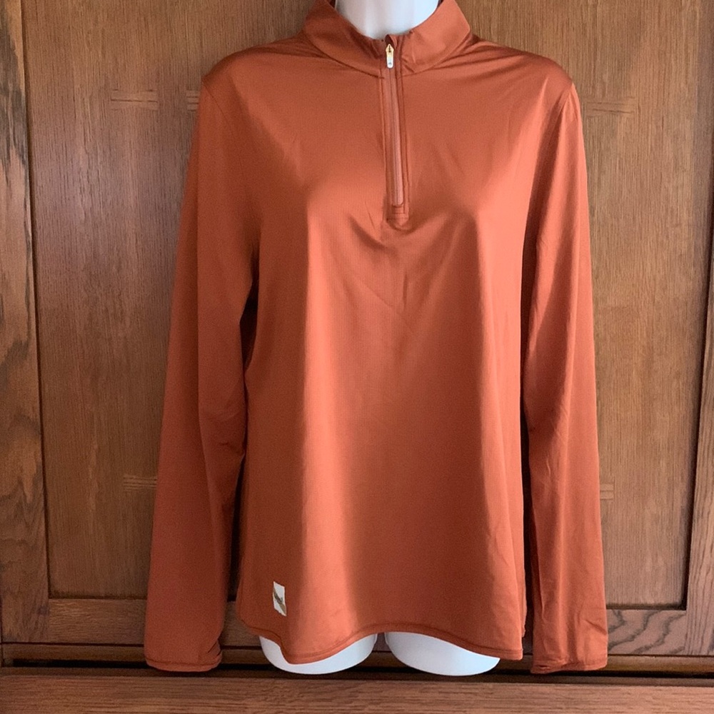 Tracksmith. Brand New Twilight Quarter Zip Womens XL color Spice